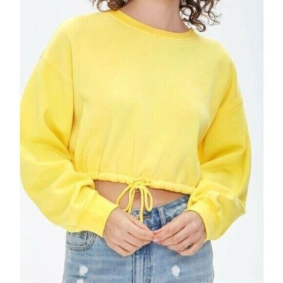 Forever 21 Medium Cropped Drawstring Hem Sweater - Picture 1 of 9